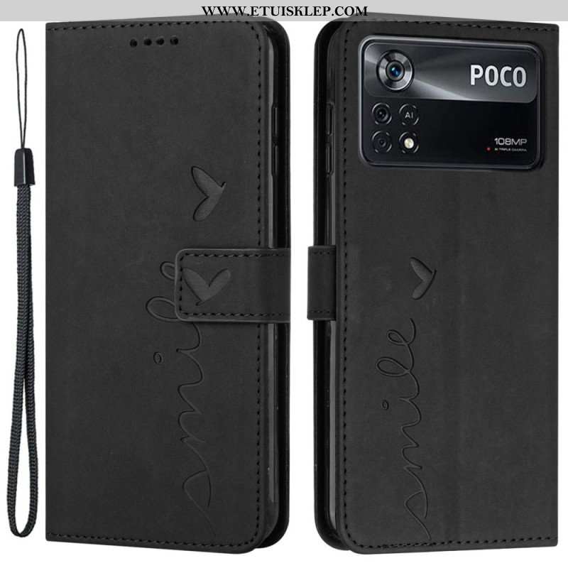 Etui Folio do Poco X4 Pro 5G z Łańcuch Pasiasty Uśmiech